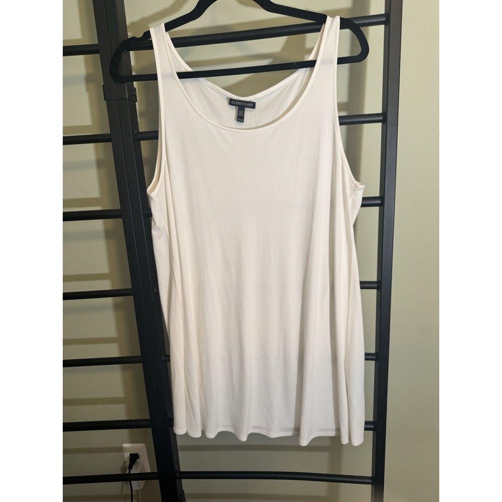Eileen Fisher 100% Silk Tank Top Shell Womens Size XL Cream Ivory Scoop Neck ~